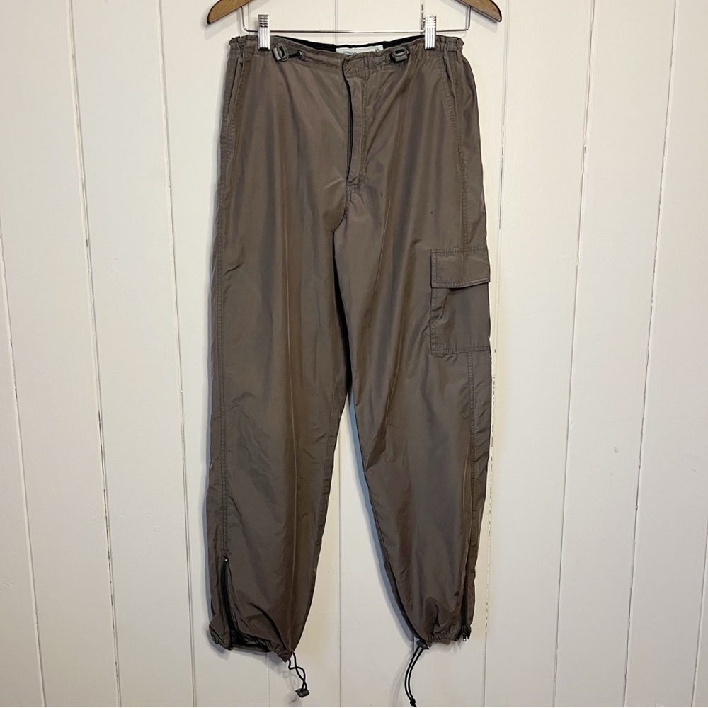 Filter Y2K Grey Cargo Parachute Pants.